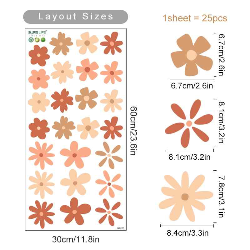 Boho Daisy Floral Vinyl Wall Art Stickers