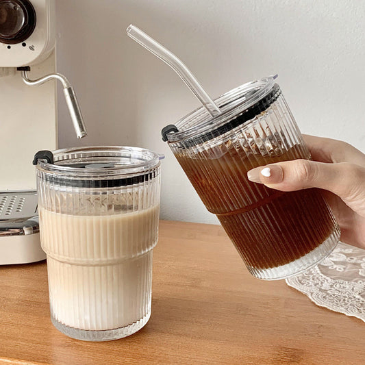 Glass Tumbler With Lid and Straw | 450ml