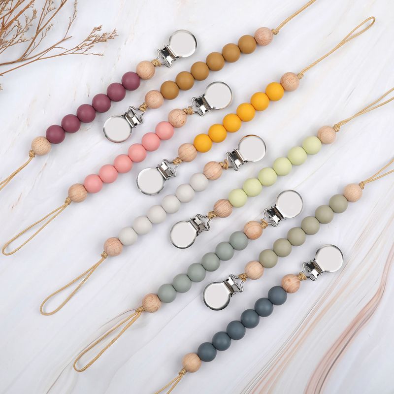 Silicone Bead Teething Pacifier Clips