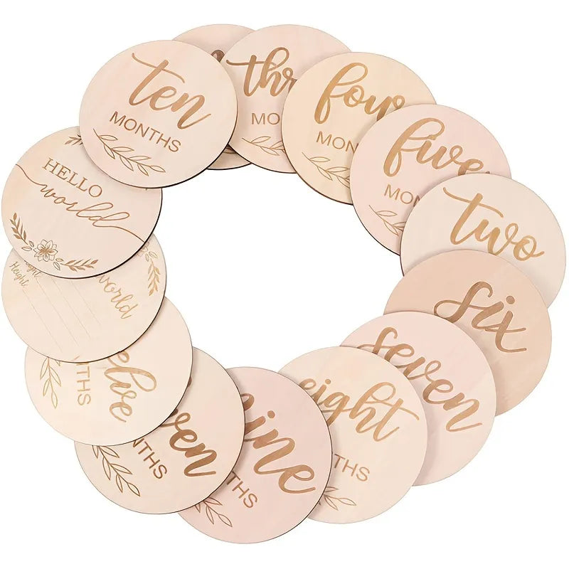 Wooden Monthly Baby Milestone Discs