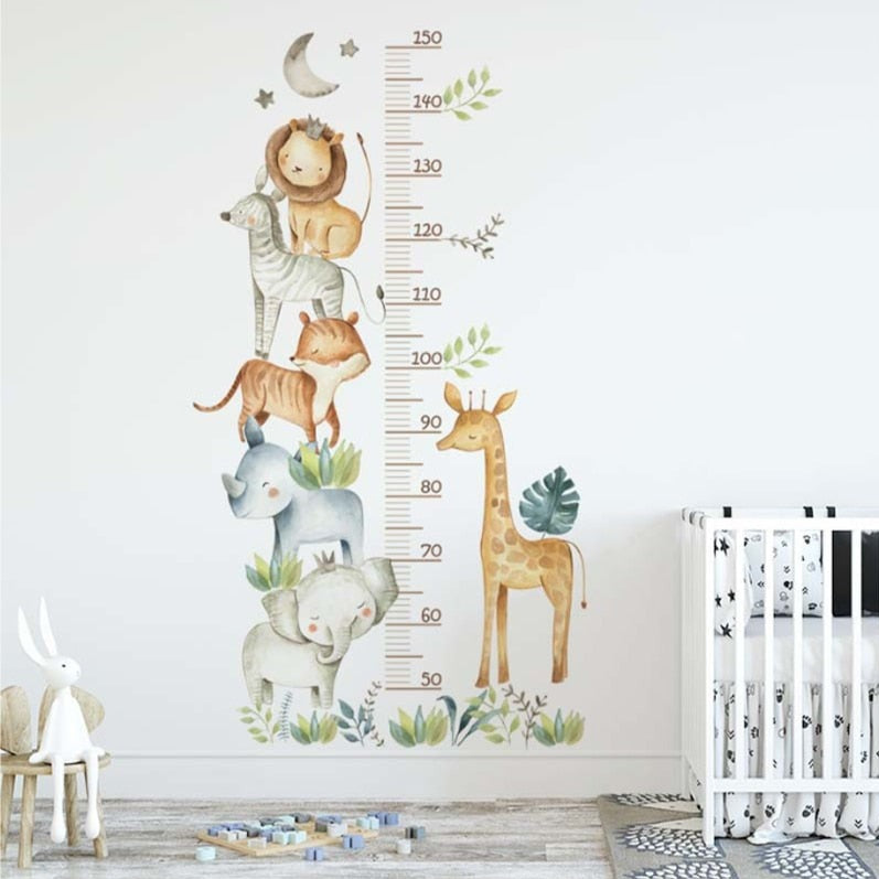 Safari Animals Height Ruler Wall Sticker