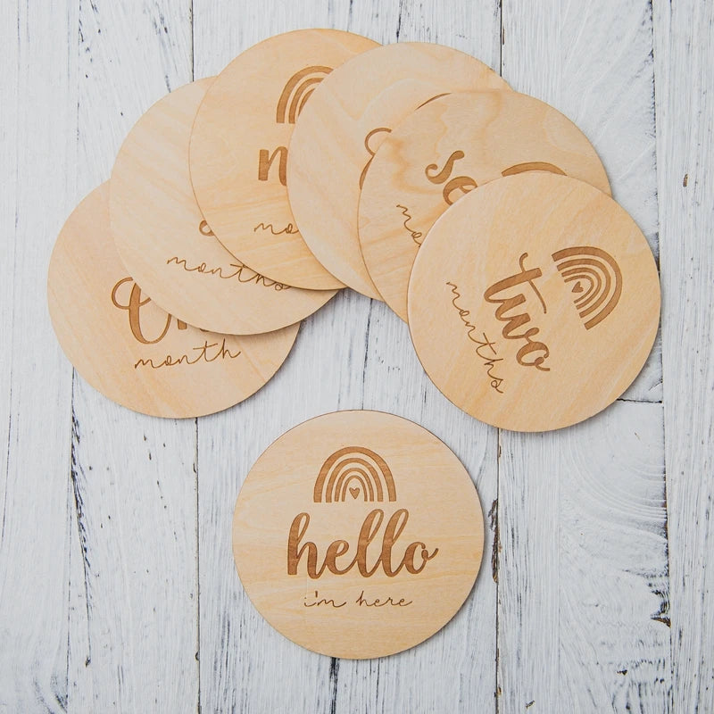 Rainbow Wooden Monthly Baby Milestone Discs