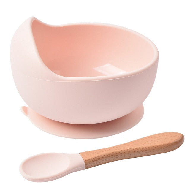 Silicone Dinnerware Bowl with Spoon and Straw Attachment