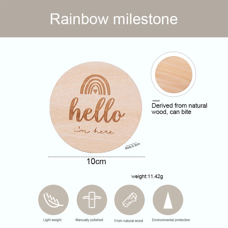 Rainbow Wooden Monthly Baby Milestone Discs