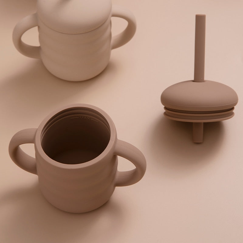 Silicone Cups with Lid, Straw and Handles