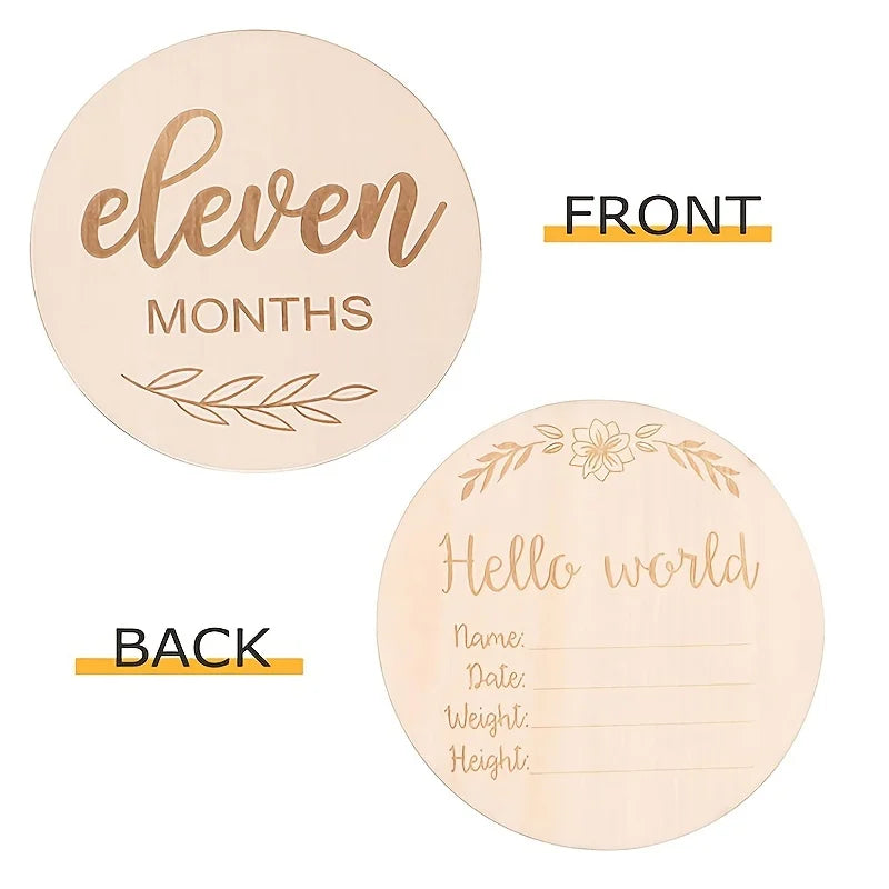 Wooden Monthly Baby Milestone Discs