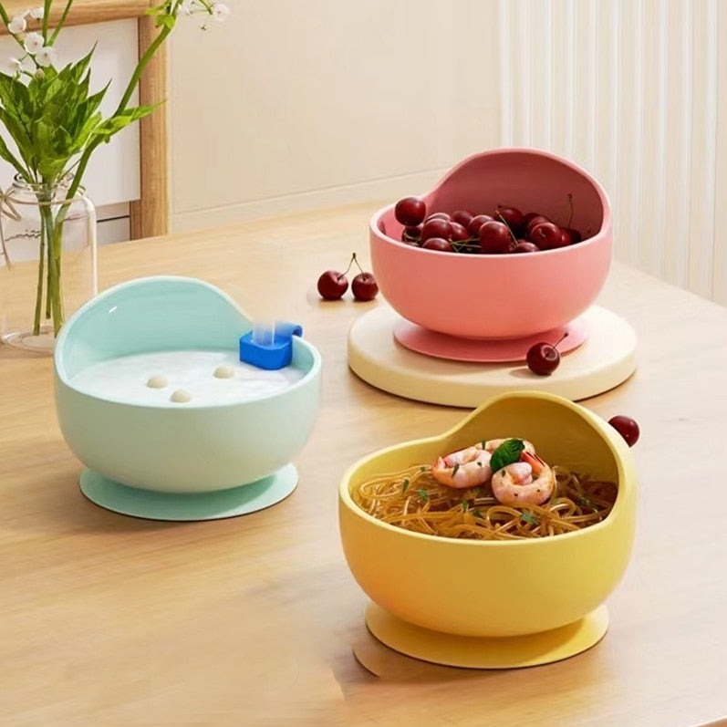 Silicone Dinnerware Bowl with Spoon and Straw Attachment