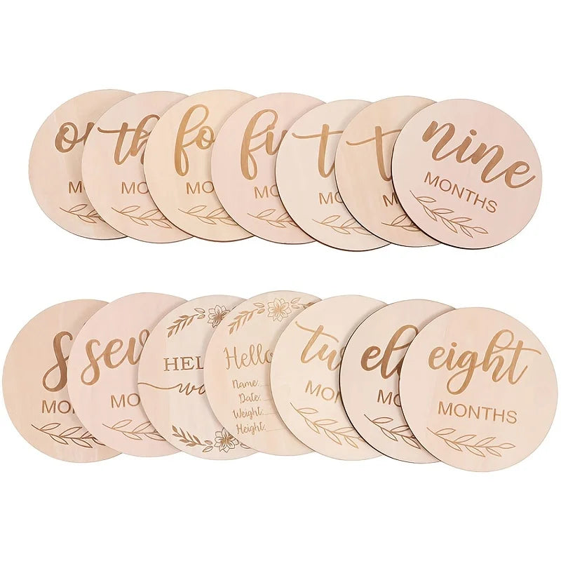 Wooden Monthly Baby Milestone Discs