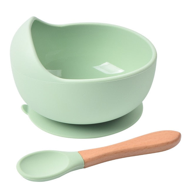 Silicone Dinnerware Bowl with Spoon and Straw Attachment