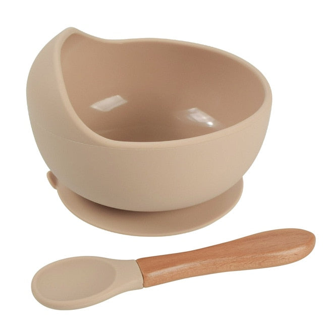 Silicone Dinnerware Bowl with Spoon and Straw Attachment