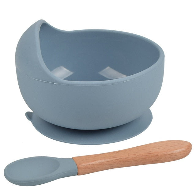 Silicone Dinnerware Bowl with Spoon and Straw Attachment