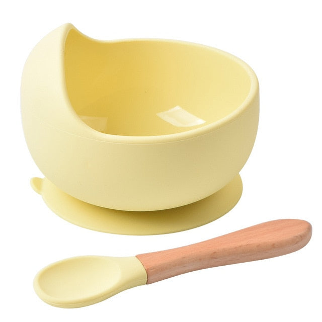 Silicone Dinnerware Bowl with Spoon and Straw Attachment