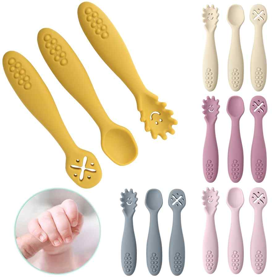 Silicone Training Cutlery Utensils Set  3PCS