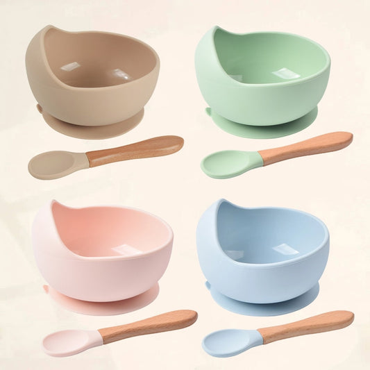 Silicone Dinnerware Bowl with Spoon and Straw Attachment